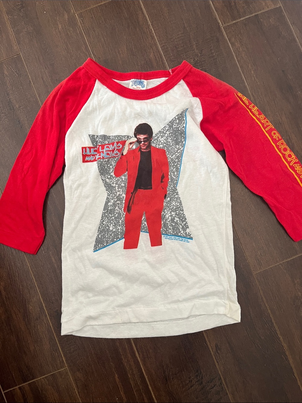 Red & White Kids Raglan Graphic Tee